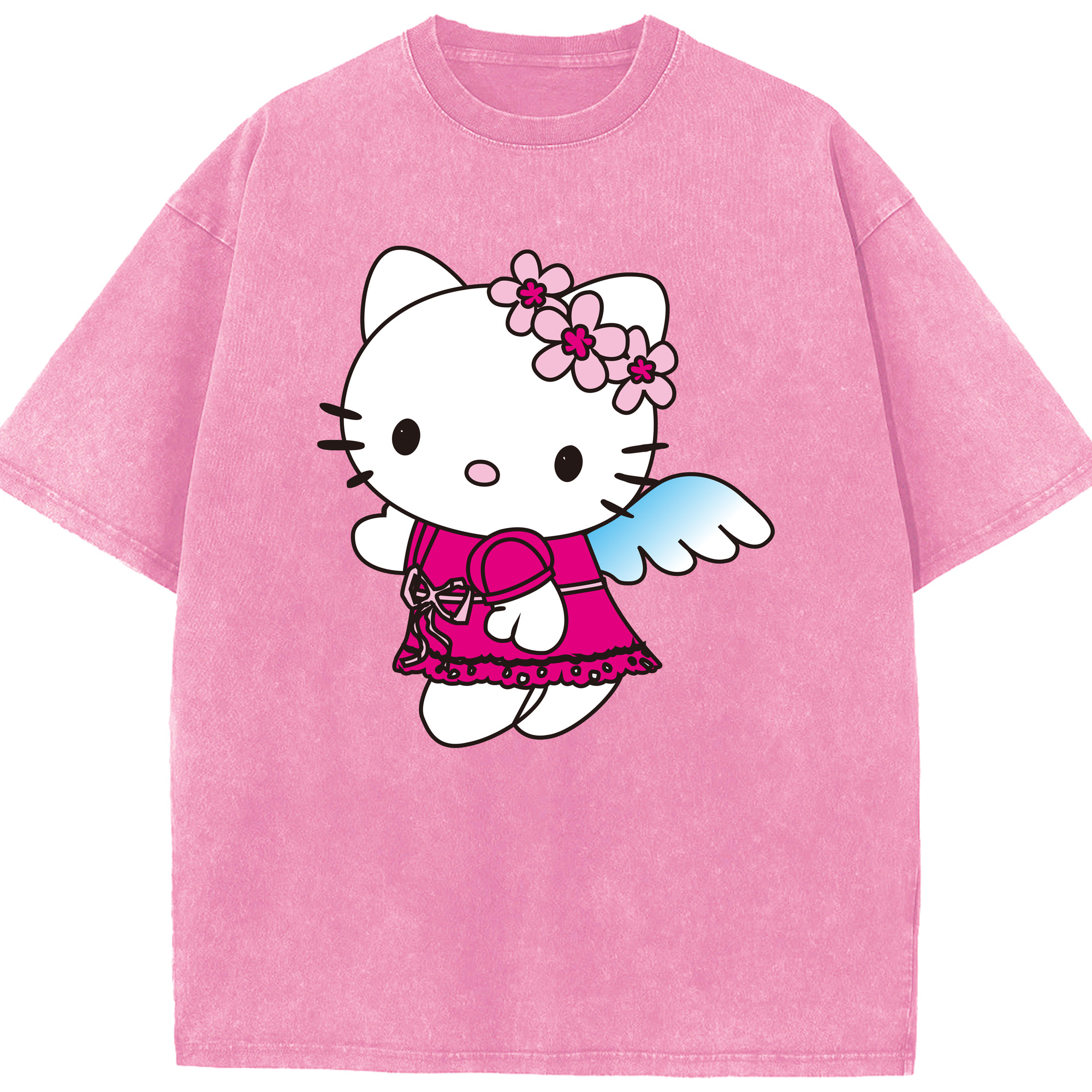（画像用） Hello Kitty ハローキティ 綿100% ヴィンテージ風 半袖Tシャツ（フロントプリント）